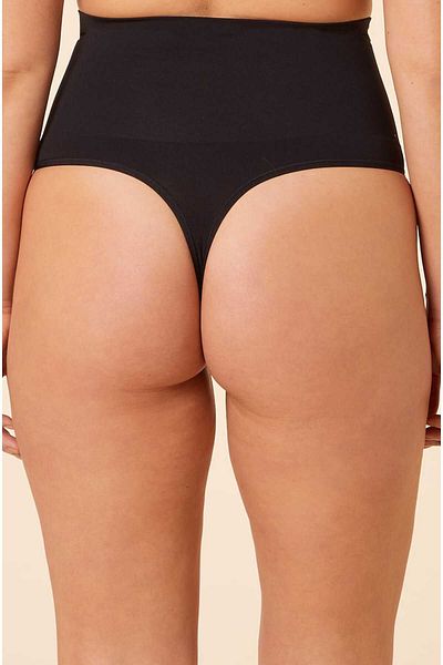 MİSTİRİK Large Size Montela Model - Firming and Push up String Panties, Black Color