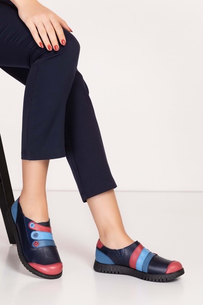 Gondol Hakiki Deri Anatomik Taban Rahat Cırtlı Ayakkabı Ell.7109