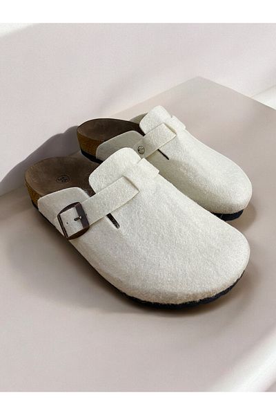 DİLEK SHOES Felted Comfortable Anatomical Sole Slippers