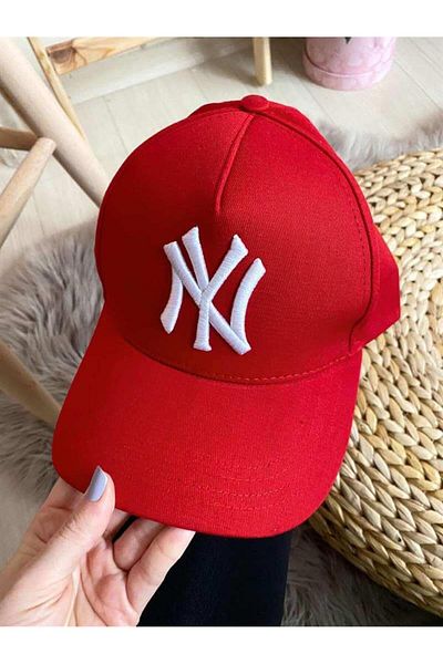 Takı Dükkanı Red Ny Cap White Embroidered Unisex Hat Cp220