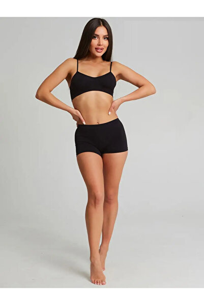 MİSTİRİK Moncorno Model Non-Slip Firming Comfort Seamless Sports Boxer Black Color