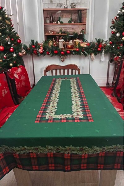 BONİTASARIM Yilbaşi Masa Örtüsü Yeşil Kırmızı