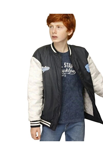 JNA Κολεγιακό παλτό για κορίτσια και αγόρια με κλείσιμο με φερμουάρ και κέντημα