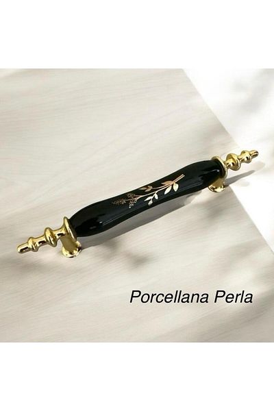 Porcellana Perla مقبض أثاث من البورسلين مقاس 9.6 سم مع غطاء - خزانة بمقبض وتفاصيل درج، للمطبخ والحمام