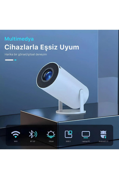 LaraThec Taşınabilir Sinema Android Projeksiyon Cihazı Hd 1280×720 4k Desteği...