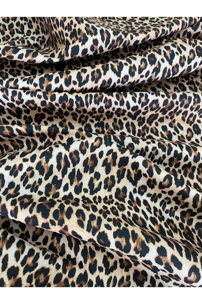favor kumaş Açık Zeminli Leopar Desenli Kumaş