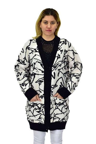 Nefise Women's Leopard Print Pocket Cardigan 7631 Bgl-St04080