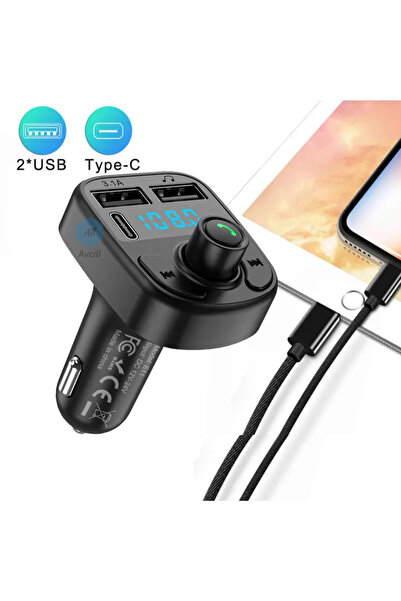 All Avcill C1 Araç Fm Transmitter Type-c Bluetooth Araç Kiti Usb Mp3 Sd Kart ...