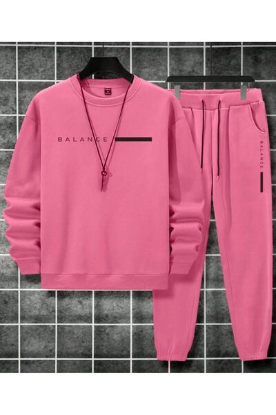 CAST COLLECTİON Men's Pink Balance Summer Oversize Tracksuit Set