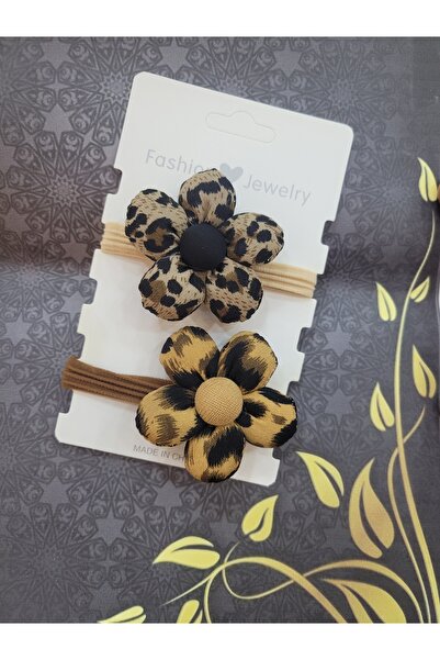 GÜLPEŞE Pachet de 2 catarame elastice cu model leopard cu flori