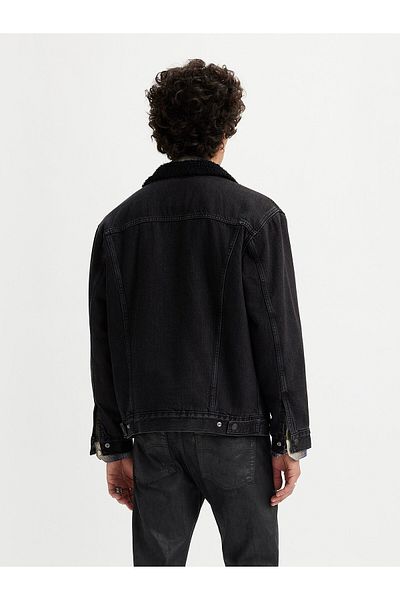 Levi's Мъжко черно яке за камиони Relaxed Fit Sherpa A5784-0005