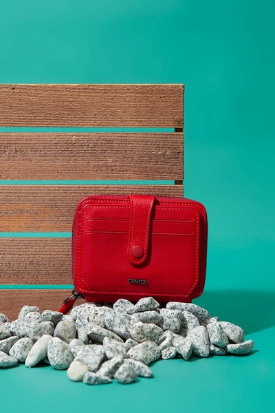 Grande 739 UNISEX %100 HAKİKİ DERİ FERMUARLI CÜZDAN KARTLIK KIRMIZI