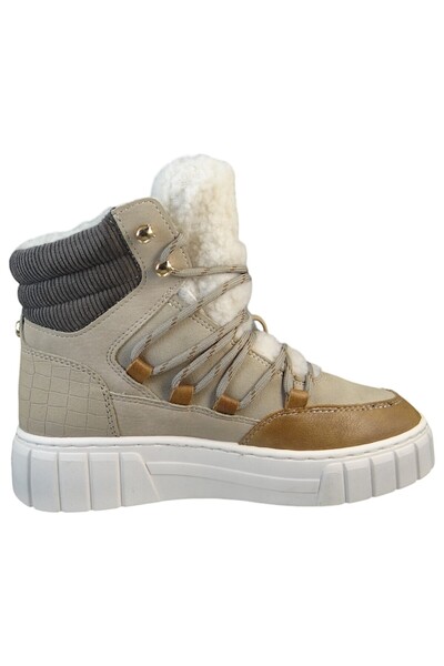 Mustang Damen Mid Sneaker 1446601 Grau 318 Taupe Lederimitat/ Textil