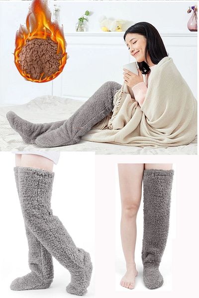 REYNEV Plush Socks Welsoft over Knee Socks Sleeping Room Socks Foot Warmer Long Gonc Sports Socks