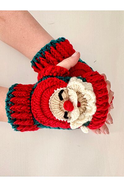 Bunibag Yılbaşı noel babalı örgü parmaksız eldiven