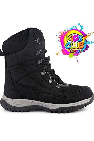 Kocamanlar Ayakkabı Kids Club Shoes Felix Ortopedik Kaymaz Taban Unisex Kar Botu Çocuk Bot Siyah