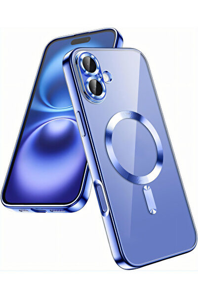 Fibaks İphone 16 Uyumlu Kılıf Kamera Lens Korumalı Magsafe Şarj Kilifi Şeffaf Renkli Yumuşak Kapak