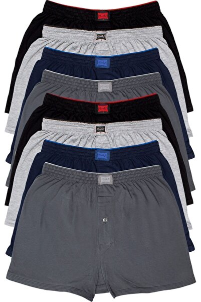 Tutku Men's Combed Cotton Boxer Shorts with Terry Waistband, Assorted Colors ...