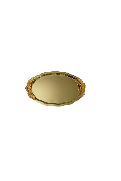 CENGİZ ÇEYİZ Metal Gold Kaplama 24x15  Oval Tepsi  8022