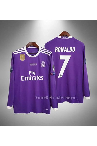 yenteks Tricou pentru adulți Cristiano Ronaldo cu mânecă lungă 2008 Moscova 2018 Turcoaz 2017 Cardif