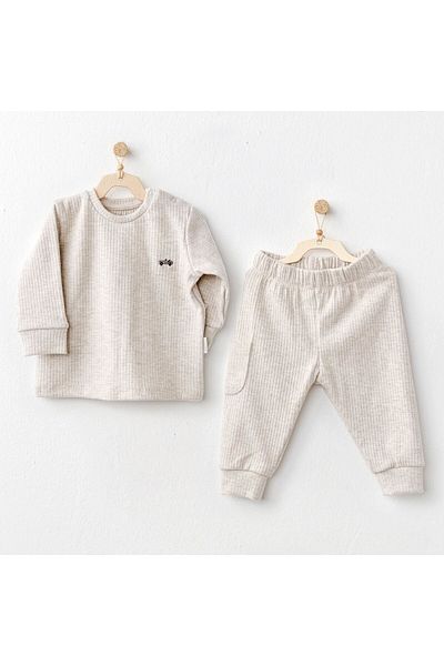 andywawa Baby Boy 2 Piece Set Beige Ac25205
