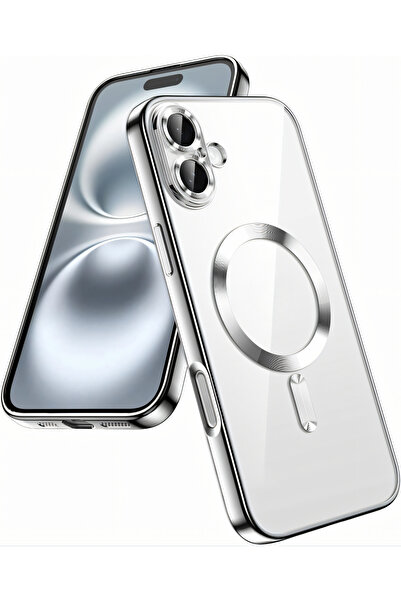 Fibaks İphone 16 Plus Uyumlu Kılıf Kamera Lens Korumalı Magsafe Şarj Kilifi Şeffaf Renkli Yumuşak Kapak