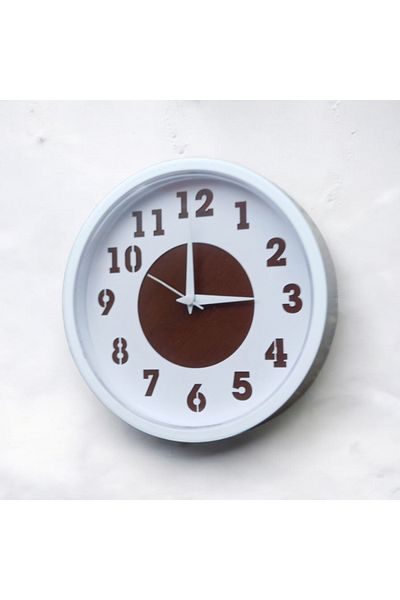 Bahat Mini Living Room Office Kids Room Plastic Wall Clock Diameter 22 cm White