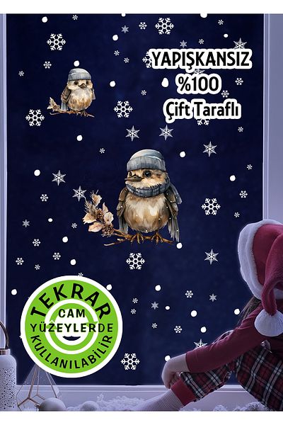 AlyMarkt 2025 Winter Birds - Double-Sided and Non-Adhesive Sticker Set, Suitable for Reusable