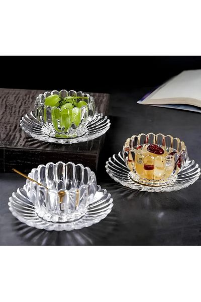 CEZVE HOME 12 Piece Dessert and Snack Bowl Set with Daisy