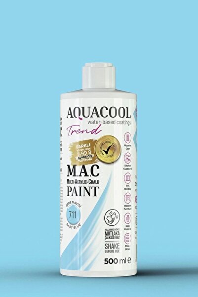Aquacool Trend M.a.c Su Bazlı Akrilik Hobi Boyası 711 Bebe Mavisi 500ml