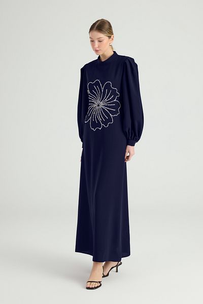 Birgül Bektaş Φόρεμα Navy Blue Flora