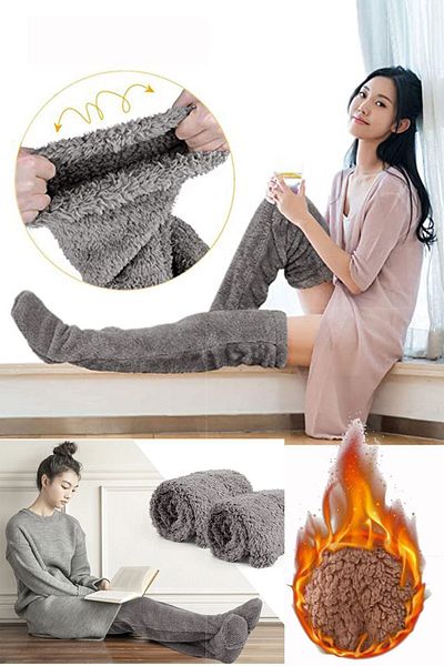 SAUNA SUIT Women's Long Welsoft Plush Sleeping Socks |   Over-The-Knee Room Socks, Comfortable and Flexible Construction