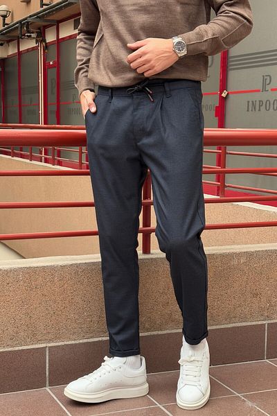 inpool Men's Elastic Waist Pleated Detailed Polyviscose Trousers