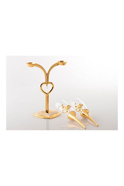 Dania 3-Piece Juice Glass With Holder Set Gold/Clear