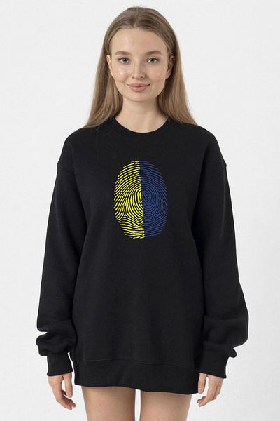 Tshirthane Yellow Navy Blue Fingerprint Black Women's 2Ip Sweatshirt