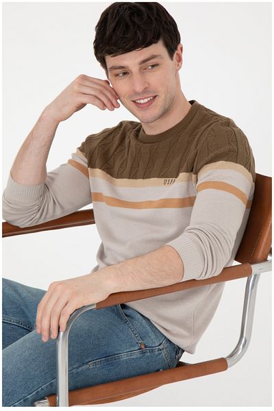 U.S. Polo Assn. U.S. Polo Assn Crew Neck Slim Fit мъжки трикотажен пуловер (Özse Giyim)