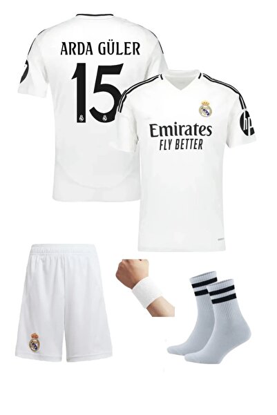 yenteks Arda.Güler.15 Numara Real. Madrid. Beyaz 24/25 Sezon Çocuk Futbol Forması 4lü Set