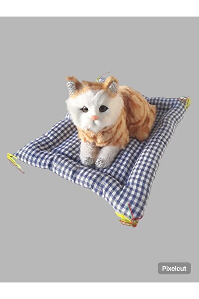 kapadokyahediyelik Pelüş Kedi, Minder Üzerinde, Kedi Sesli Miyavlayan Biblo O...