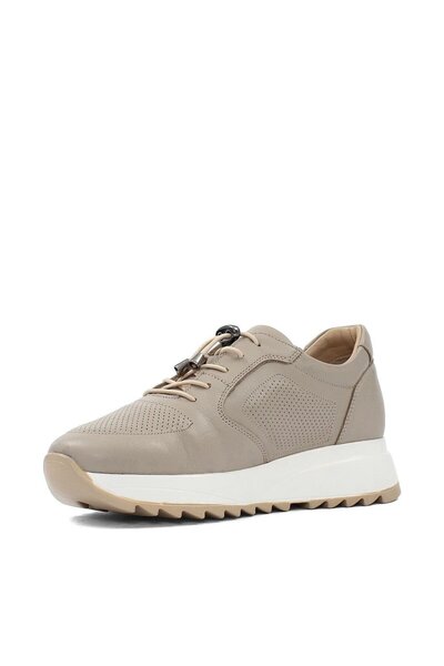 Celal Gültekin Kadın Vizon Bağcıklı Kalın Tabanlı Deri Sneaker