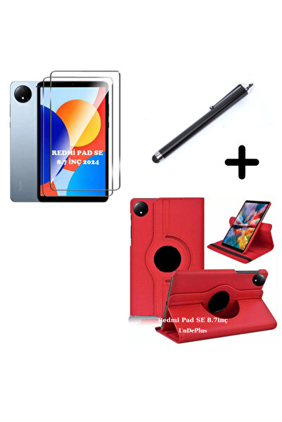UnDePlus Xiaomi Redmi Pad SE 8.7inç Kılıf Dönen Tablet Kilifi Ekran Koruyucu+Kalem (RedmiPad SE 11inç Değildi