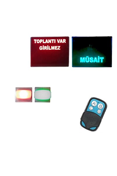 SANEC Kumandalı Renkli Ledli Toplantı Var Girilmez/Müsait Yazısı (Kasa: 26x20...