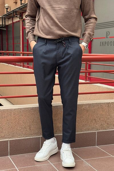 inpool Men's Elastic Waist Pleated Detailed Polyviscose Trousers