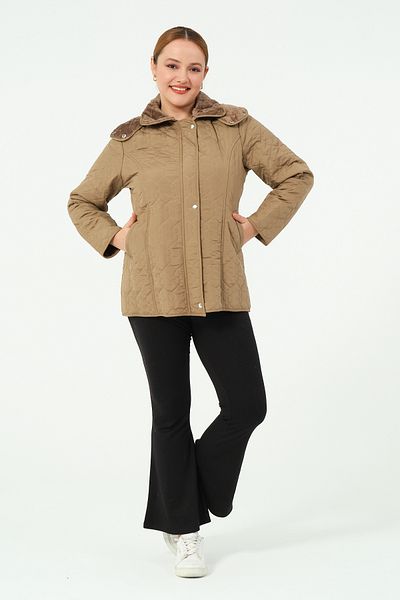 GLR&GYM Verdi̇ Quilted Hooded Large Size Women's Coat