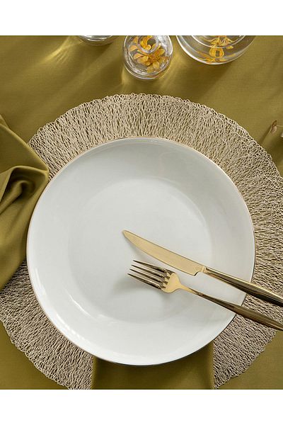 porselenden Modern Gold Cream 4 Person 27 Cm Porcelain Serving Plate Set