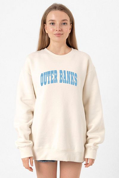 Tshirthane Outer Banks Letter Ecru Women's 2Ip Sweatshirt