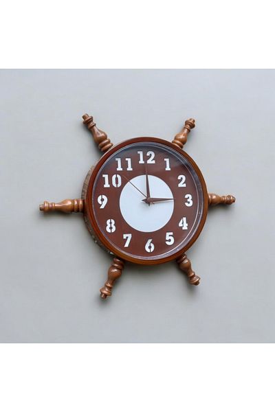 Bahat Wooden Antique Sailor Sailor Rudder Wall Living Room Office Clock Diameter 36 cm