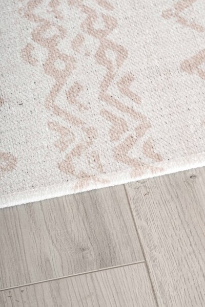 Serente Home Nordic Patterned Washable Non-Slip Base Chenille Beige Cream Living Room Carpet 4126