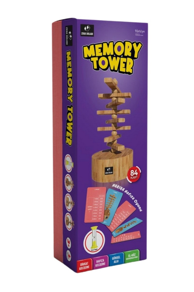 ZEKA DOLABI Memory Tower Oyunu Hafıza Ahşap Oyuncak Görsel Algı Kodlama Dikka...