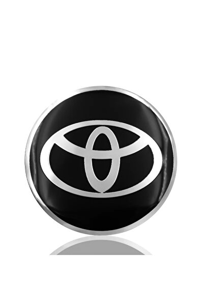 İKTUNING TOYOTA LOGOLU 56 MM JANT GÖBEK STICKER (SİYAH-GÜMÜŞ)
