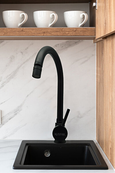 KUSTAR Black Santa 360 Degree Swivel Head Stick Sleeve Kitchen Sink Faucet